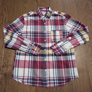 J. Crew Shirt Mens Large Multicolor Indian Madras Plaid Slim Fit Button Down